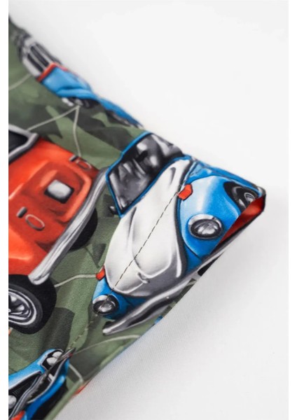 Erkek Çocuk Haki Araba Detaylı Şort Mayo