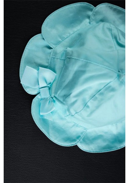 Kız Bebek Açık Mavi Kurdele Detaylı Şapka