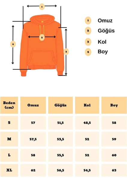 Kadın Turuncu Kolları Siyah Çizgili Kapşonlu Sweatshirt