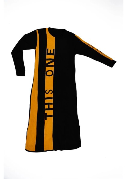 Kadın Siyah This One Yazılı Uzun Triko Elbise indirimleri