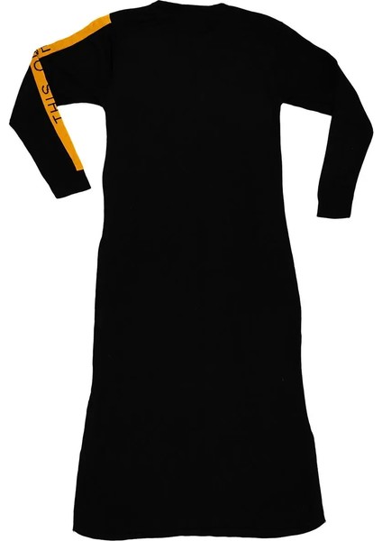 Kadın Siyah This One Yazılı Uzun Triko Elbise