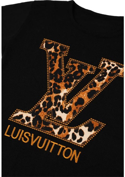 Kadın Siyah Luisvuitton Uzun Kollu Triko Elbise