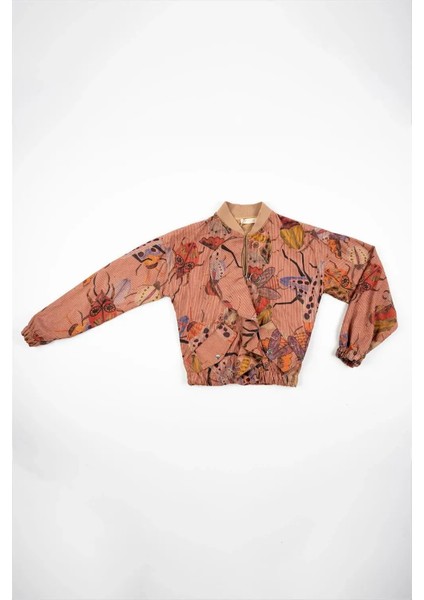 Kadın Gül Kurusu Desenli Cep Detaylı Mevsimlik Ceket fırsatları