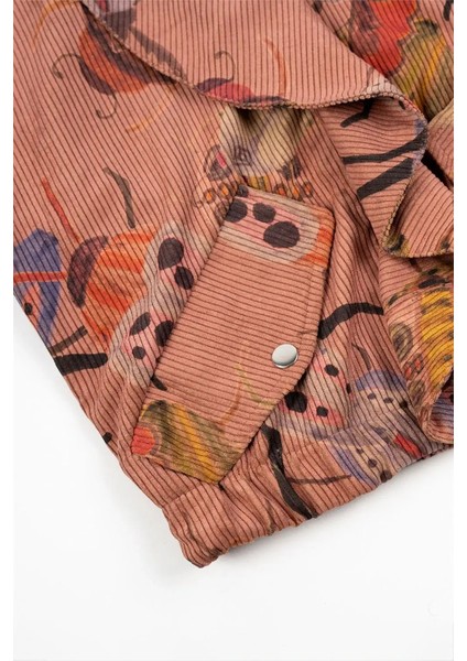 Kadın Gül Kurusu Desenli Cep Detaylı Mevsimlik Ceket indirimleri