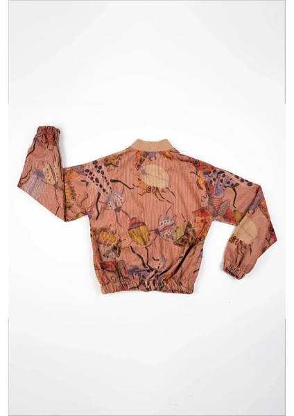 Kadın Gül Kurusu Desenli Cep Detaylı Mevsimlik Ceket