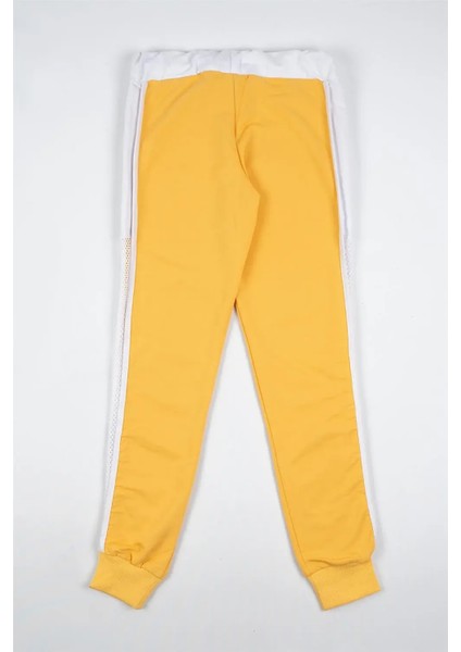 Kadın Beyaz Fileli Çizgili Sarı Eşofman Altı