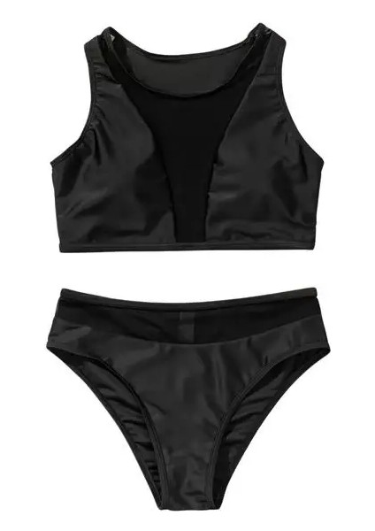 Kadın Siyah Tül Detaylı Yüksek Bel Sütyen Külot Iç Çamaşır Takımı indirimleri