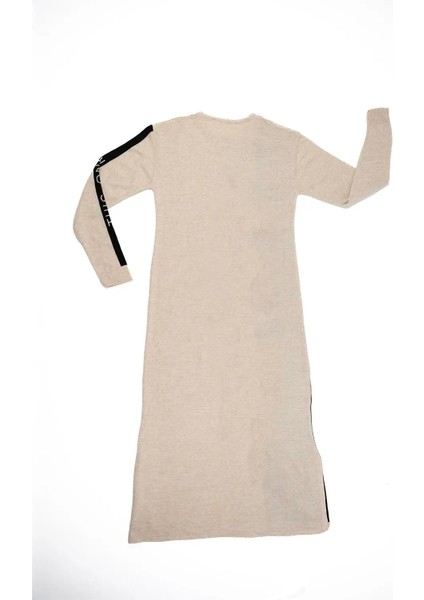 Kadın Krem This One Yazılı Uzun Triko Elbise