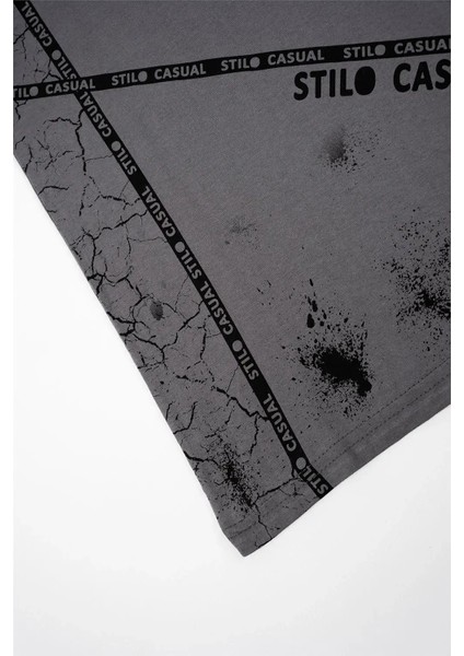 Kadın Gri Baskılı Desen Tişört