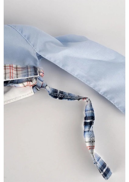 Erkek Çocuk Mavi Resimli Kareli Kasket Şapka