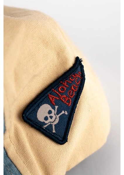 Erkek Çocuk Mavi Krem Yazı Detaylı Şapka