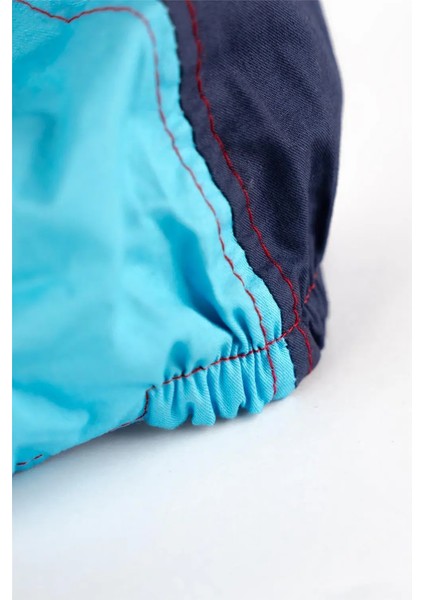 Erkek Çocuk Kırmızı Mavi Çizgili Kulak Detaylı Şapka