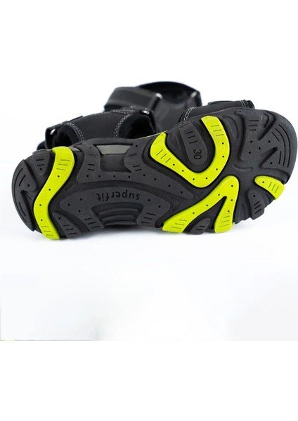 Erkek Çocuk Yeşil Siyah Cırt Cırtlı Süperfit Yazlık Sandalet