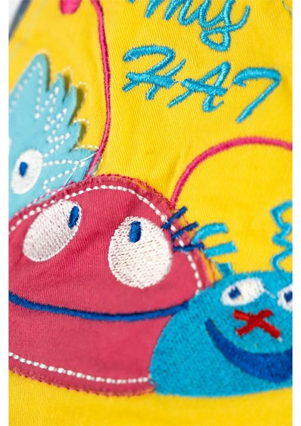 Erkek Çocuk Sarı Canavar Detaylı Kasket Şapka