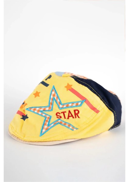 Erkek Çocuk Sarı Yıldız Detaylı Kasket Şapka indirimleri