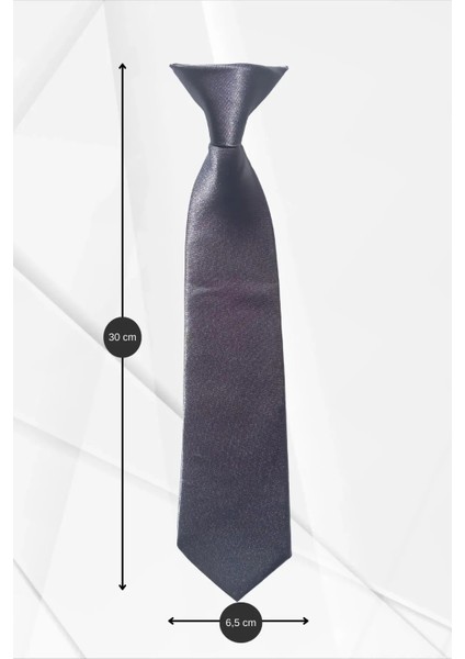 Erkek Çocuk Saten Çelik Gri Renk Kuşgözü Klipsli Kravat