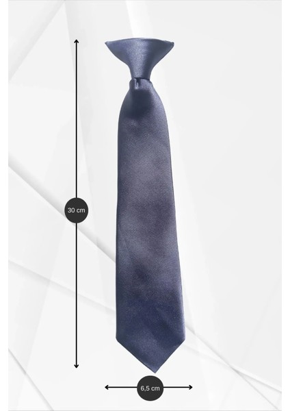 Erkek Çocuk Saten Füme Renk Kuşgözü Klipsli Kravat