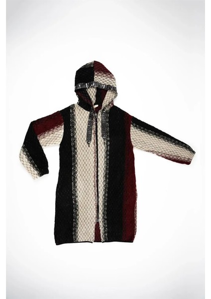 Kadın 3 Renkli Siyah-Kırmızı-Beyaz Kaşe Uzun Mont indirimleri