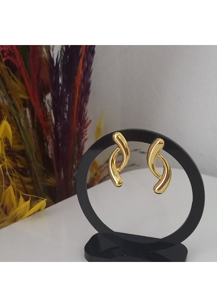 Su Damlası Gold Çelik Küpe