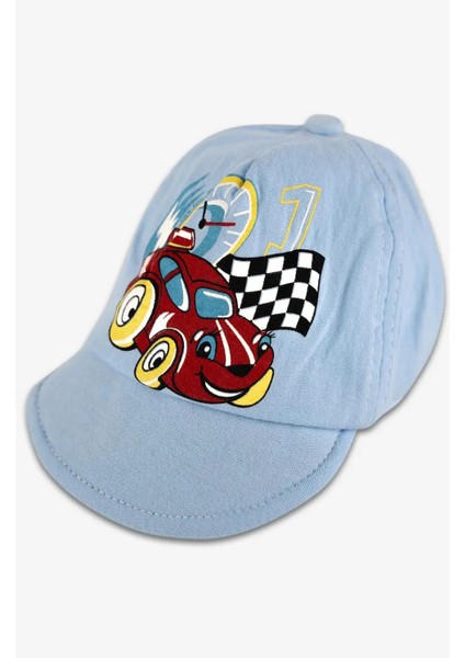 Erkek Çocuk Mavi Kırmızı Yarış Arabalı Kasket Şapka indirimleri