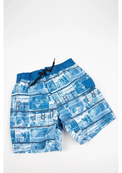 Erkek Çocuk Mavi Yazı Detaylı Şort Mayo indirimleri