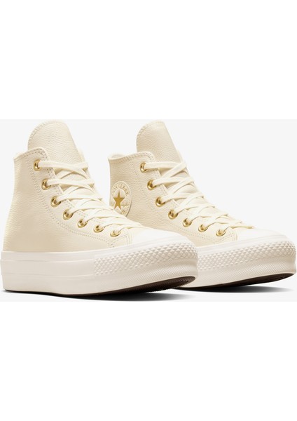 Chuck Taylor All Star Lift Kadın Krem Deri Platform Sneaker fiyatları