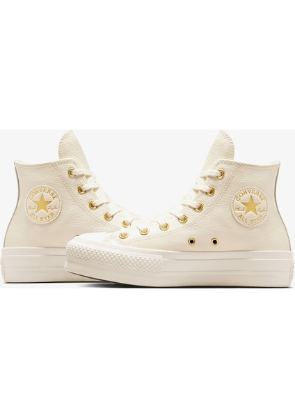 Chuck Taylor All Star Lift Kadın Krem Deri Platform Sneaker