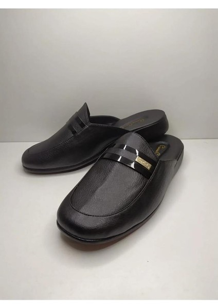 291 Erkek Siyah Armalı Damat Çeyiz Deri Terlik fiyatları