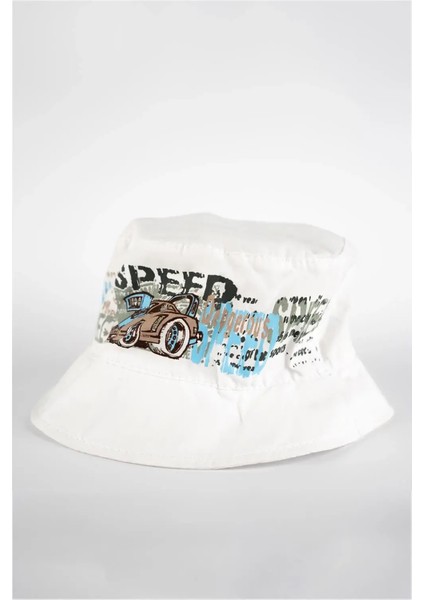 Yarış Araba Baskılı Beyaz Föter