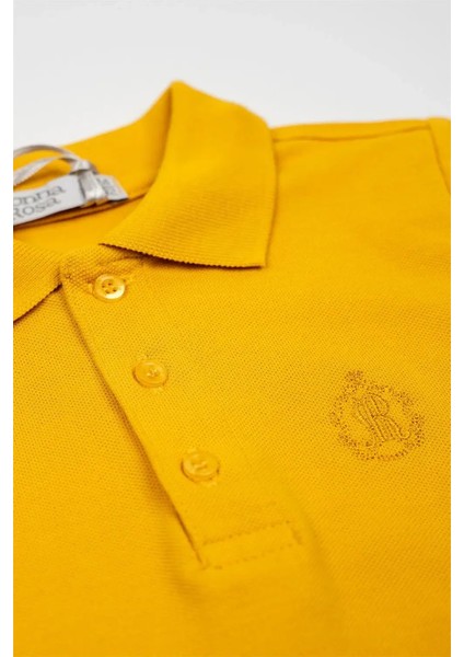 Erkek Bebek Sarı Polo Yaka Uzun Kollu Kışlık Sweatshirt