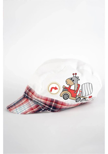 Erkek Çocuk Beyaz Kamyon Süren Zürafa Detaylı Şapka