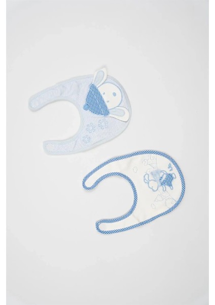 Erkek Bebek Mavi Beyaz Tavşan Detaylı İkili Yaka Önlüğü indirimleri