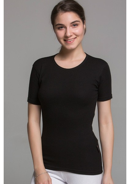 Kadın Siyah Termal Kısa Kol Içlik