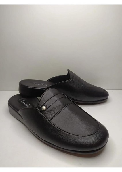 288-1 Erkek Siyah Damat Çeyiz Armalı Düz Deri Terlik fiyatları