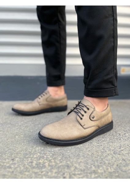 Clasico Bağcıklı Cilt Erkek Günlük Klasik Ayakkabı Cst - Gri
