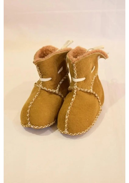 Bebek Sarı Arkadan Bağcıklı Bot Tipi Kuzu Derisi Patik fırsatları