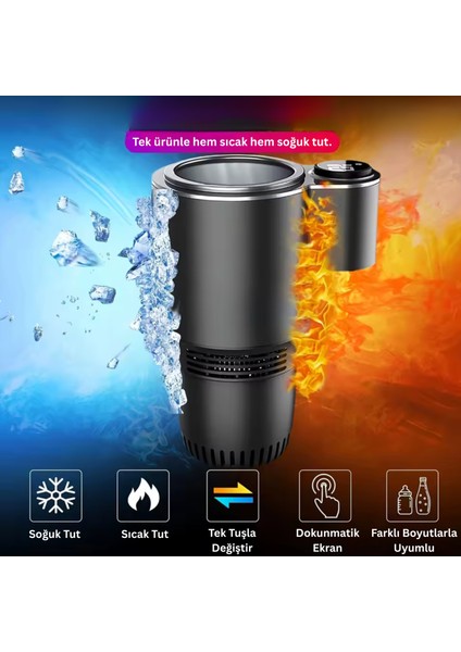 Araç Içi Bardak Tutucu 12V – Isıtma & Soğutma Özellikli Otomatik Içecek Isıtıcı Soğutucu