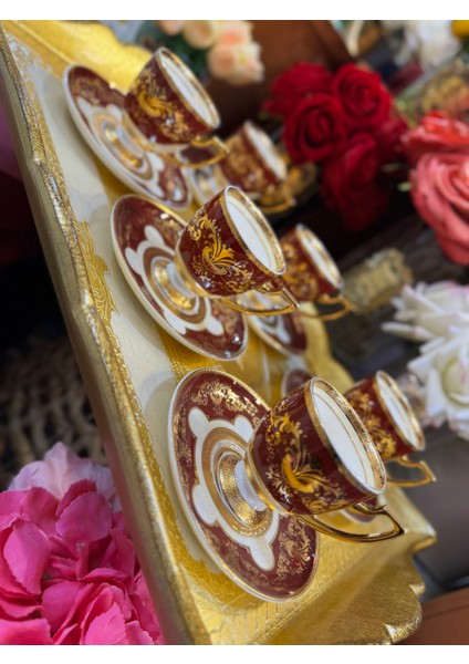 Esterhomedecor 6 Kişilik Porselen Kahve Fincan Takımı