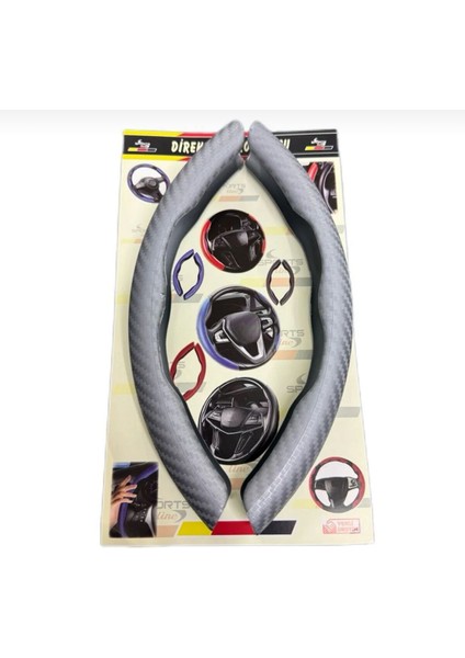 Araba Direksiyon Koruyucu 2 Li Karbonlu Tırtıklı Desenli