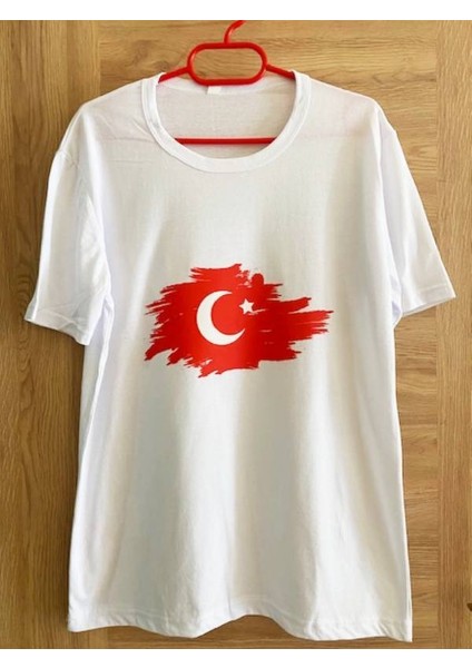 Edwol Türk Bayraklı Baskılı Siyah Erkek Unisex Tişört T-Shirt