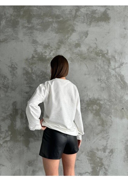 Asur Butik Kadın Serpme Taşlı Baskılı Sweatshirt indirimleri