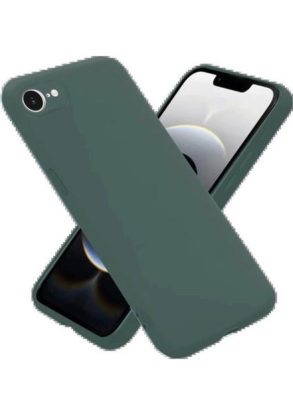 iPhone 16E Kılıf Nano Içi Kadife Silikon - Koyu YEŞIL-(5796)