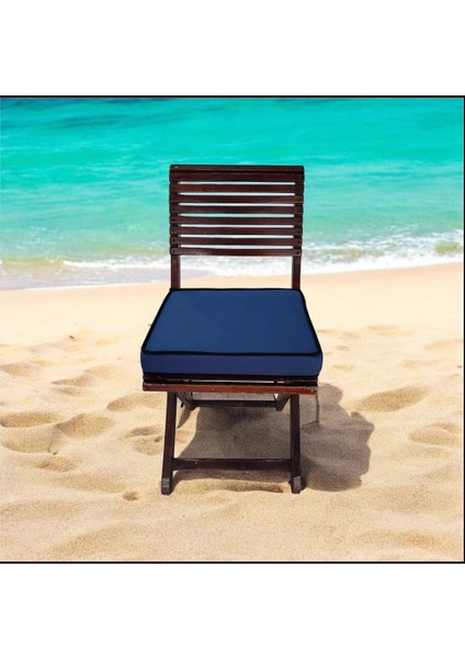 40X40 Desensiz Su ve Leke Itici Duck Kumaş Fermuarlı Bağcıklı Biyeli Sandalye Minderi 5 cm