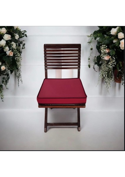 40X40 Desensiz Su ve Leke Itici Duck Kumaş Fermuarlı Bağcıklı Biyeli Sandalye Minderi 5 cm