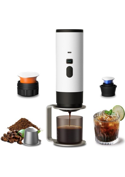 Kablosuz Elektrikli Taşınabilir Espresso Kahve Makinesi – Araba, Ev ve Kamp Için Kapsül ve Toz Kahve, Seyahat Dostu 7800MAH Pil