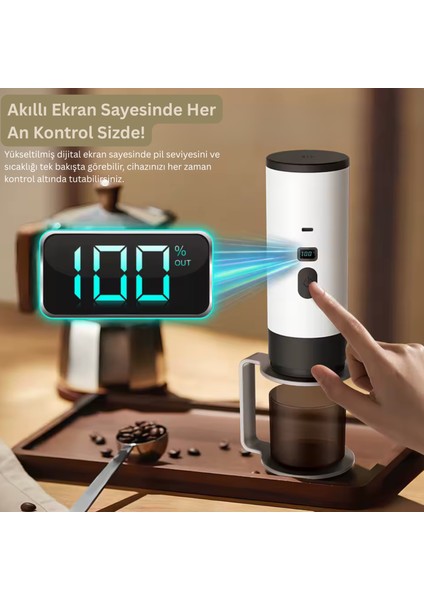 Kablosuz Elektrikli Taşınabilir Espresso Kahve Makinesi – Araba, Ev ve Kamp Için Kapsül ve Toz Kahve, Seyahat Dostu 7800MAH Pil