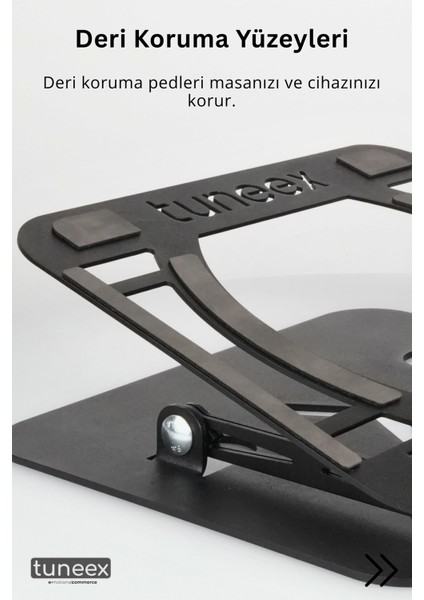 Xleath Tüm Modellerle Uyumlu Katlanabilir Sınırsız Açılı Deri Korumalı Laptop Standı Soğutucu