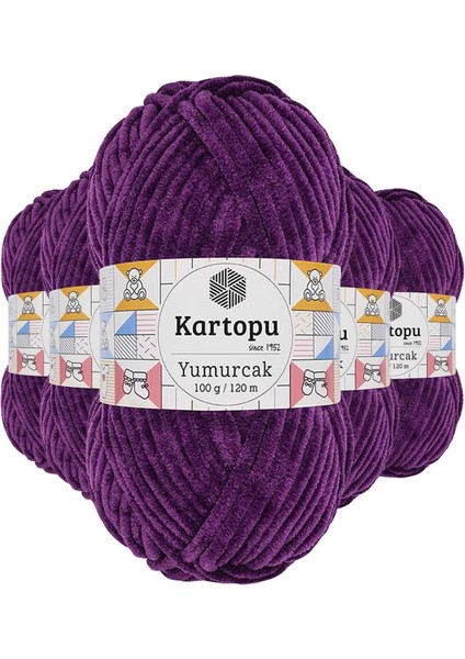 5 Adet Yumurcak Kadife El Örgü İpi Açık Mor K719