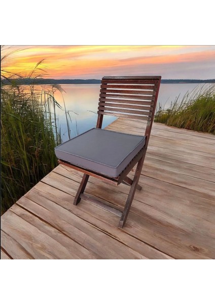 40X40 Desensiz Su ve Leke Itici Duck Kumaş Fermuarlı Bağcıklı Biyeli Sandalye Minderi 5 cm