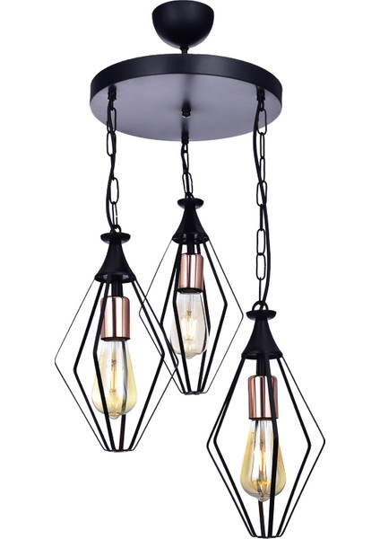 Füze 3’lü Avize – Siyah | Modern ve Şık Salon & Mutfak Aydınlatma, E27 Uyumlu, Paslanmaz Gövde modelleri